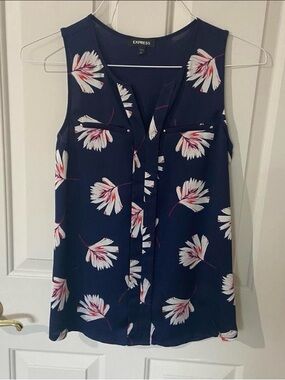 Express Navy Floral Sleeveless Camisole